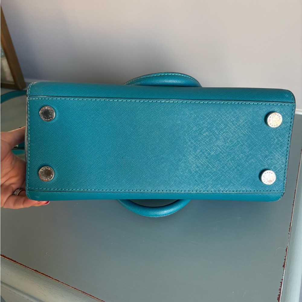 Michael Kors Teal Saffiano Satchel with Removable Strap - Picture 5 of 5